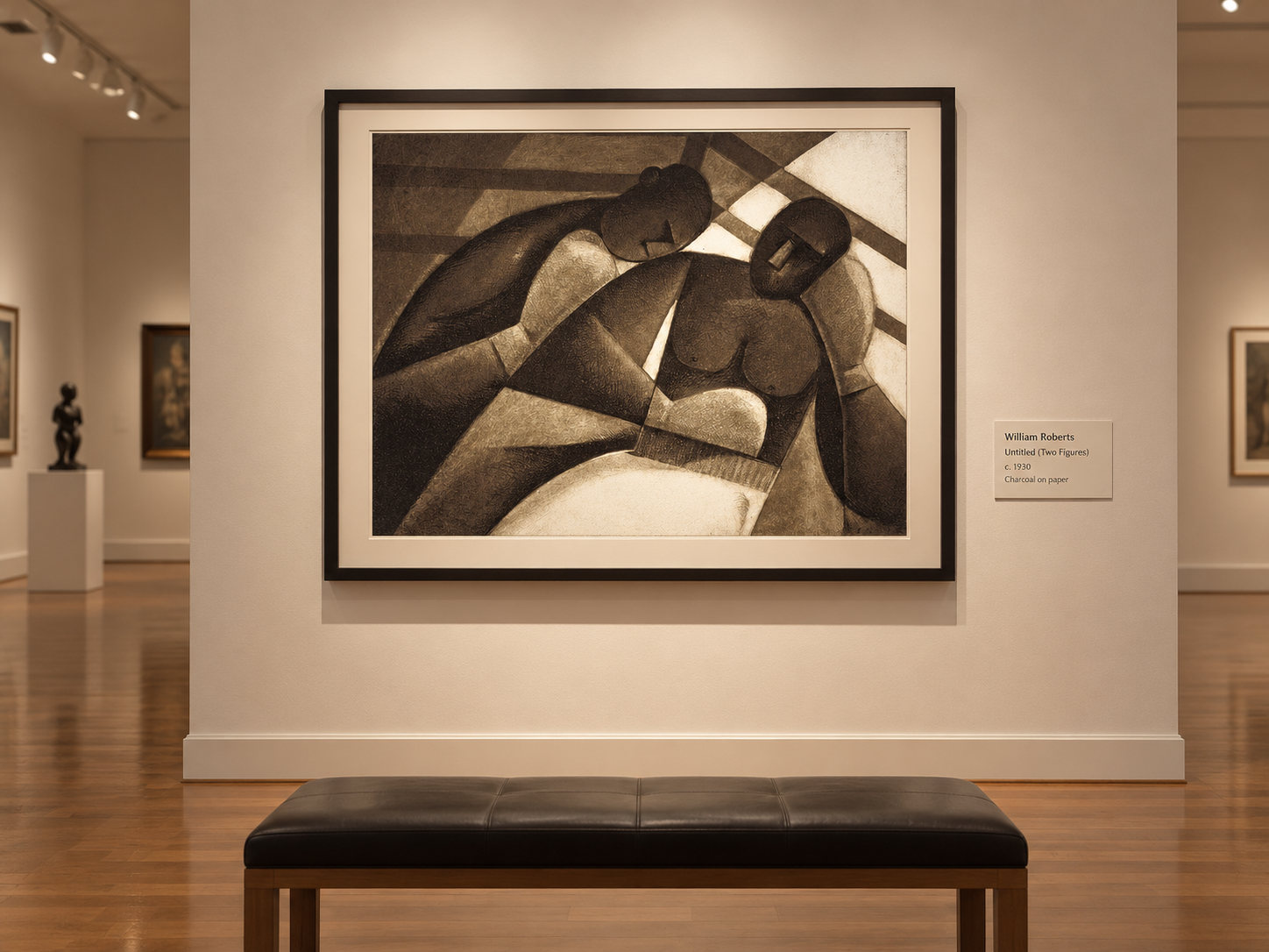 Untitled (Two Figures) by William Roberts displayed in the E&S Gallery